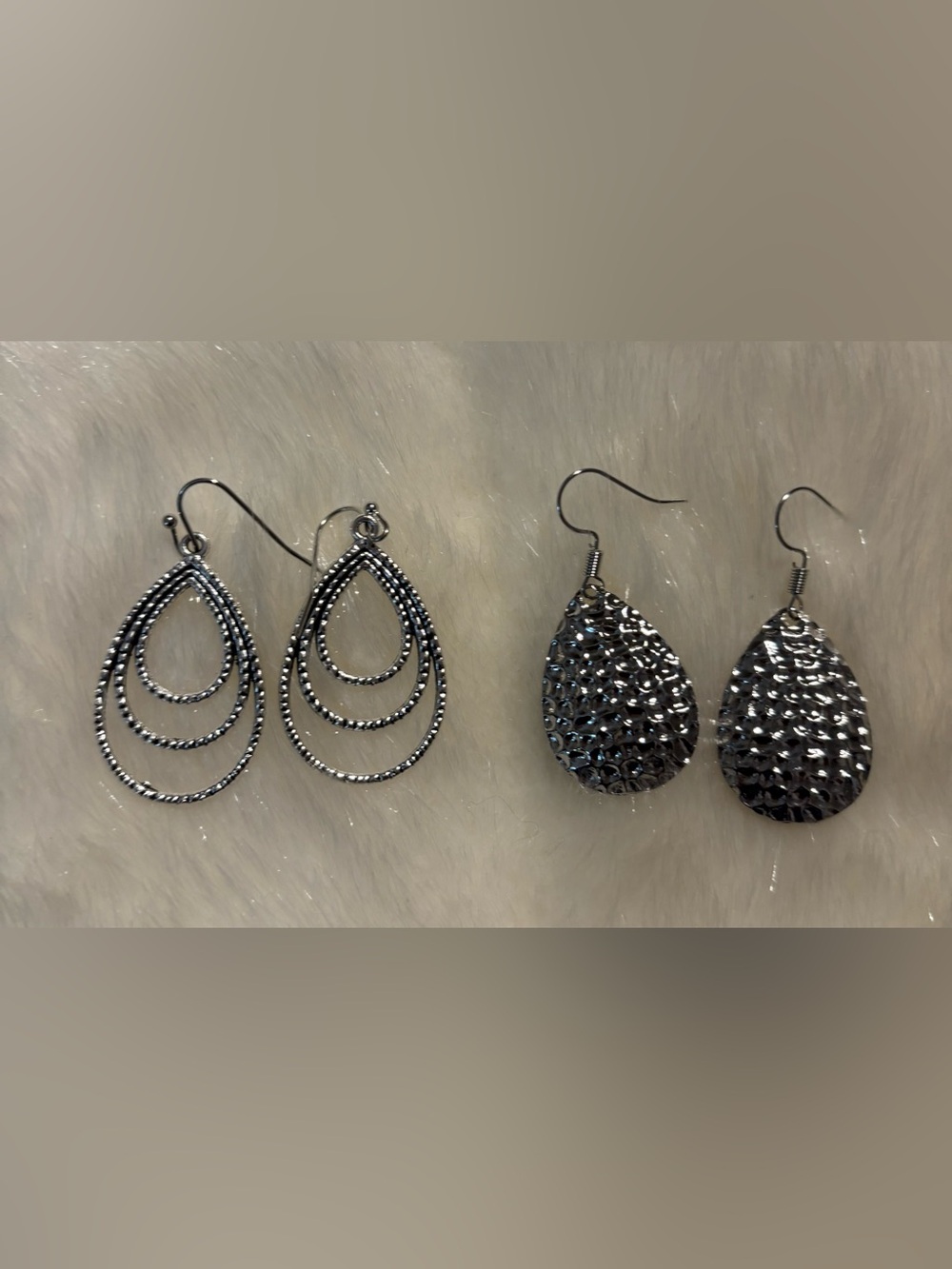 Silvertone Teardrop Dangle Earrings - Elegant Women’s Jewelry-Set of 2